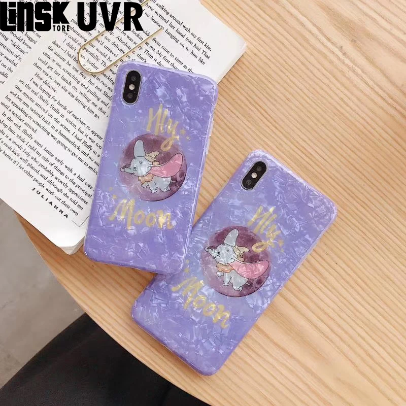 Ракушка Fly Moon мультфильм милый Dumbo силиконовый чехол для телефона iphone 6 S 7 8 plus X XR XS