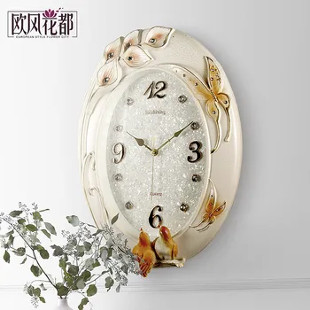 

European peacock clock watch modern minimalist art deco personality living room clock mute hanging table
