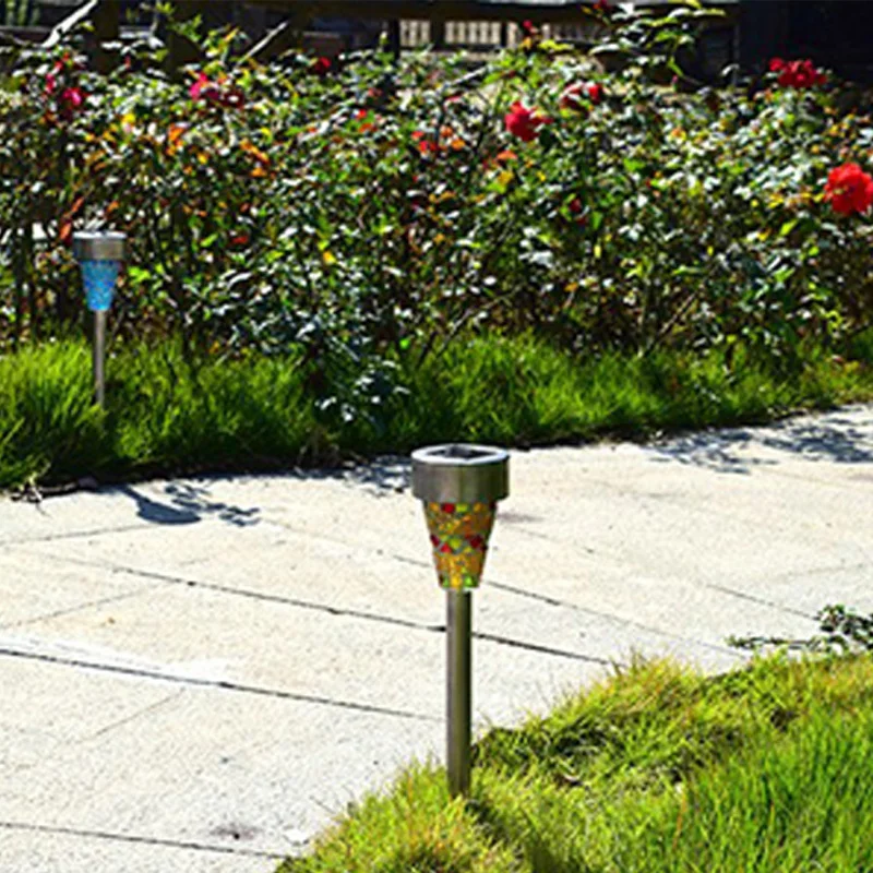 LED Solar Lamp Outdoor Mosaic LED Solar Lawn Light For Garden Decoration Outdoor Waterproof IP65 Bollard Solar Stick Lights  (7)