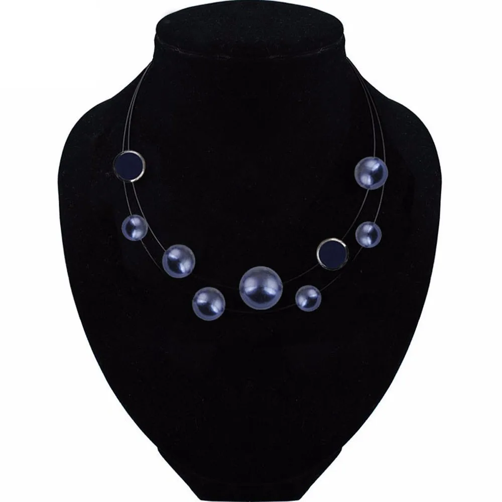 Современное ожерелье, новинка, женская подвеска, 2 слоя, Королевское ожерелье из искусственного жемчуга с сияющим камнем, ювелирных изделий