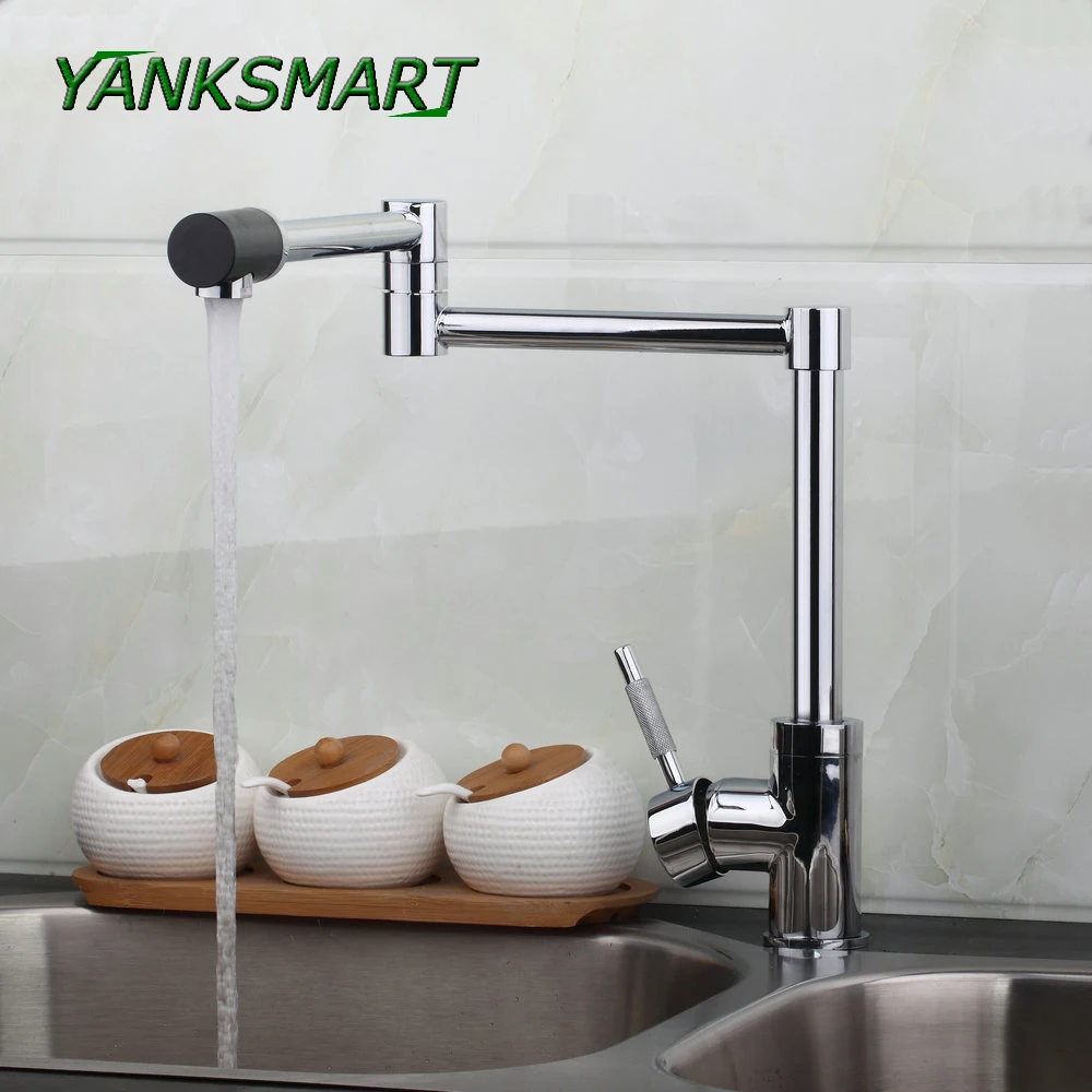 YANKSMART New Chrome polish Kitchen Faucets Deck Mount Single Handle