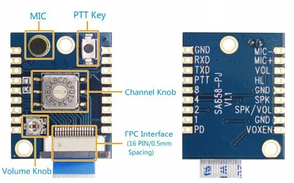 2 комплекта SA858 4 Вт Малый размер UHF 400-480 МГц 10 км дальность рации Talkie модуль, высокая чувствительность-124 дБм UHF Walky Talky модуль