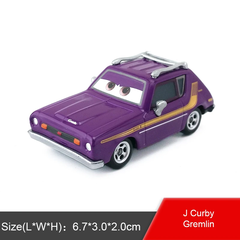 J Curby Gremlin Disney Pixar Cars 2 Grem проф. З. Майлз Энди асер Wingo Jerome Boost 1:55 литой под давлением игрушечный автомобиль модель Свободный Детский мальчик Рождественский подарок - Цвет: J Curby Gremlin
