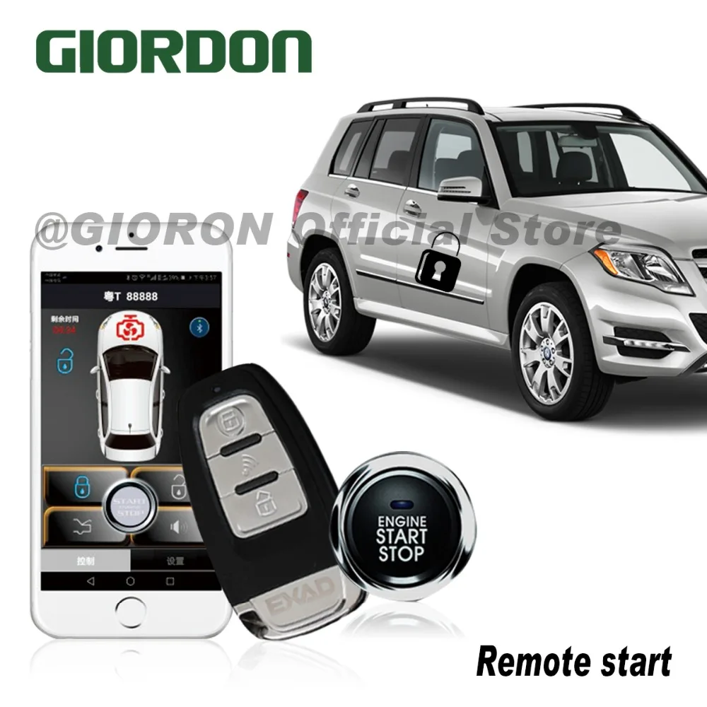 

Mobile phone manual car PKE key start anti-theft system with mobile phone remote start/engine hidden lock function