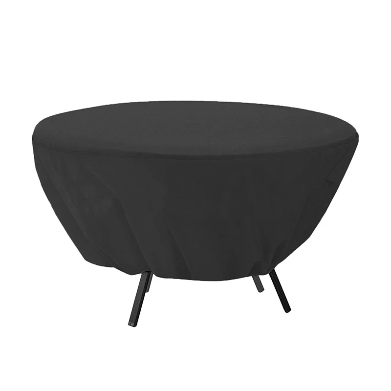 

Black Polyester Outdoor Camping Round Table Dust Cover Rain Prevention for Home Furniture Table Protector Bag Dia 127cm FV004