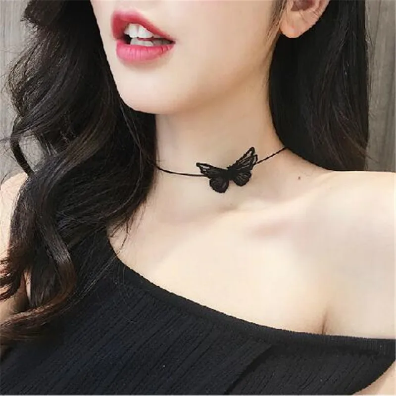 

Ahmed Korean Black White Butterfly Accessory Choker Necklaces for Women Fashion Leather Collar Jewelry Gifts Wholesale