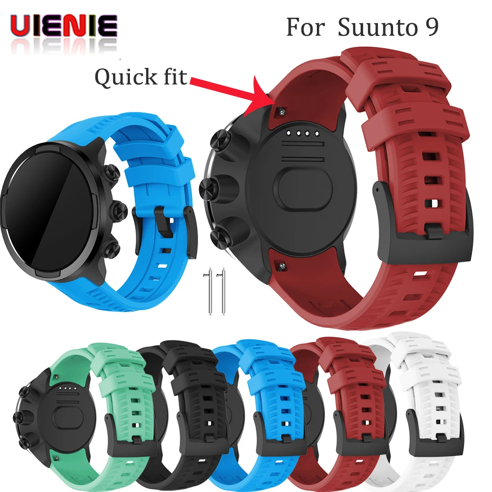 Спортивный силиконовый ремешок на запястье, браслетная застежка для Suunto 9 Baro, ремешок для часов, быстро подходит для Suunto 9, черный ремешок для умных часов