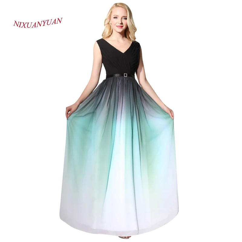 

NIXUANYUAN 2017 Elegant Pleat Robe De Soiree A Line Evening Dress 2017 With Sashes Real Photo Chiffon Long vestido de festa 2017