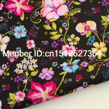 

PVC coated waterproof fabric - flowers on black (WF248)