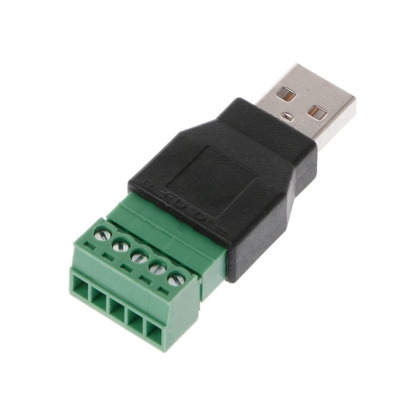 

1Pc USB 2.0 Type A Male/Female to 5P Screw w/ Shield Terminal Plug Adapter Connector