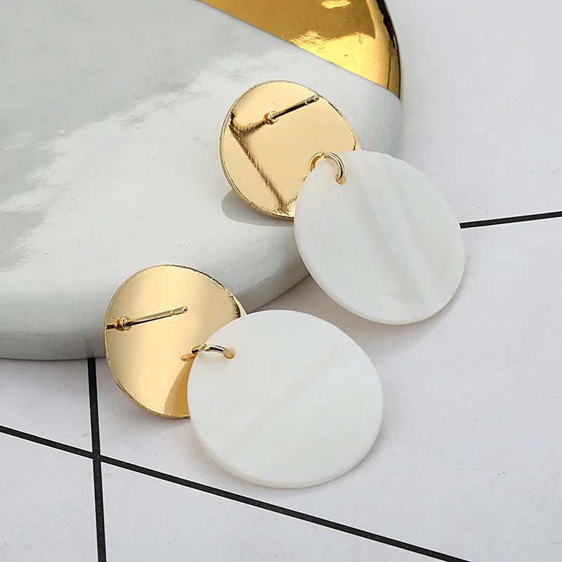 LOVBEAFAS 2019 Fashion Earrings For Women Round Shell Drop Earrings Metal Charming Bohemian boucles d'oreilles pour les femmes - Image 3