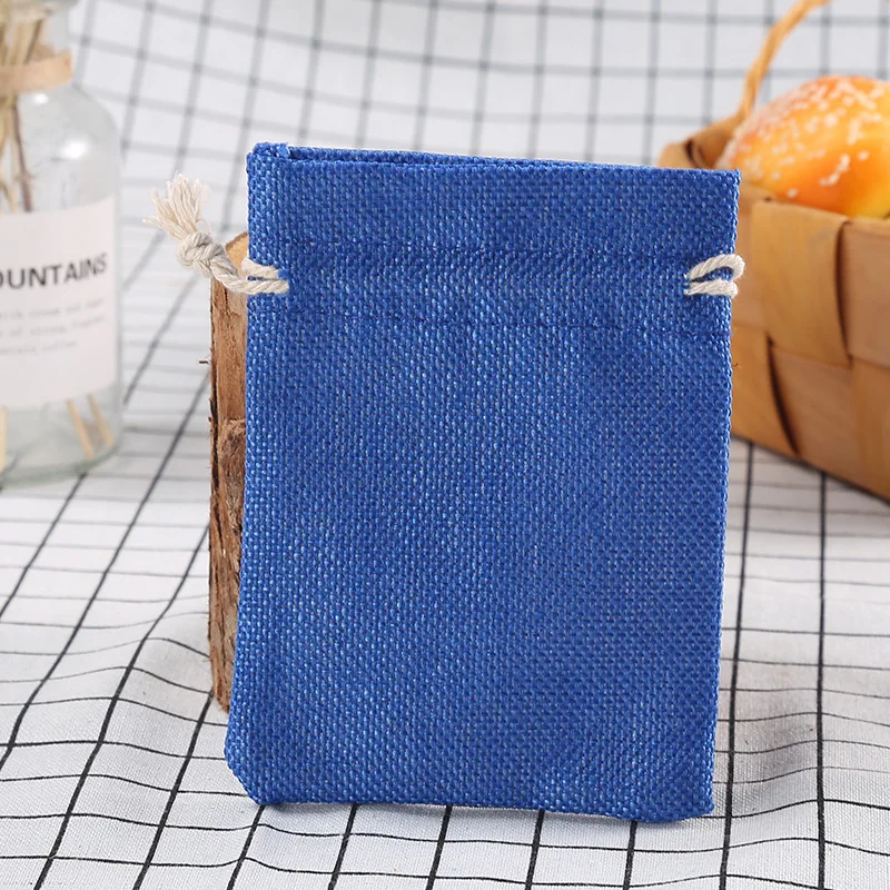 50PCS 10x14cm Vintage Natural Burlap Jute Gift Bags Christmas Candy Bags Wedding Favor Packaging Pouch Drawstring Jewelry Bags