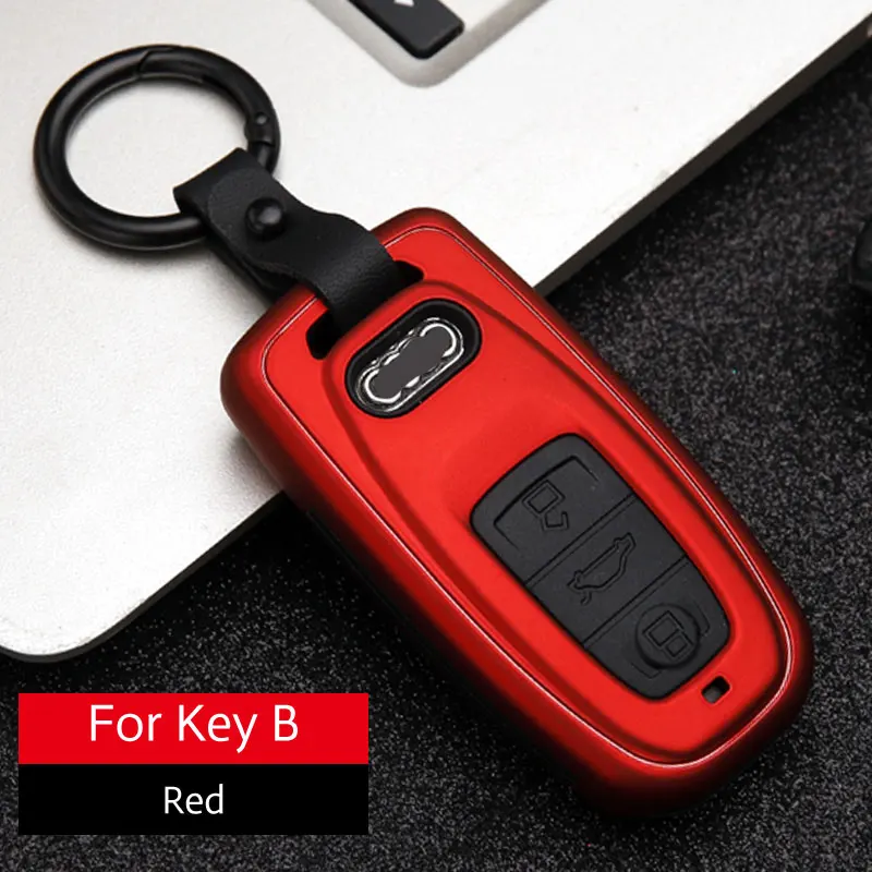 Чехол для ключей автомобиля из углеродного АБС-пластика для Audi A1, A3, A4, B8, A5, A6, A7, A8, Q5, Q7, TT, TTS, умный пульт дистанционного управления, брелок, защитная крышка, брелок, сумка, аксессуары - Название цвета: Red for Key B