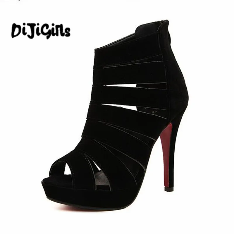 

Summer cut-outs gladiator women pumps peep toe high heels sandals shoes woman party wedding dress OL stiletto heels shoes zipper