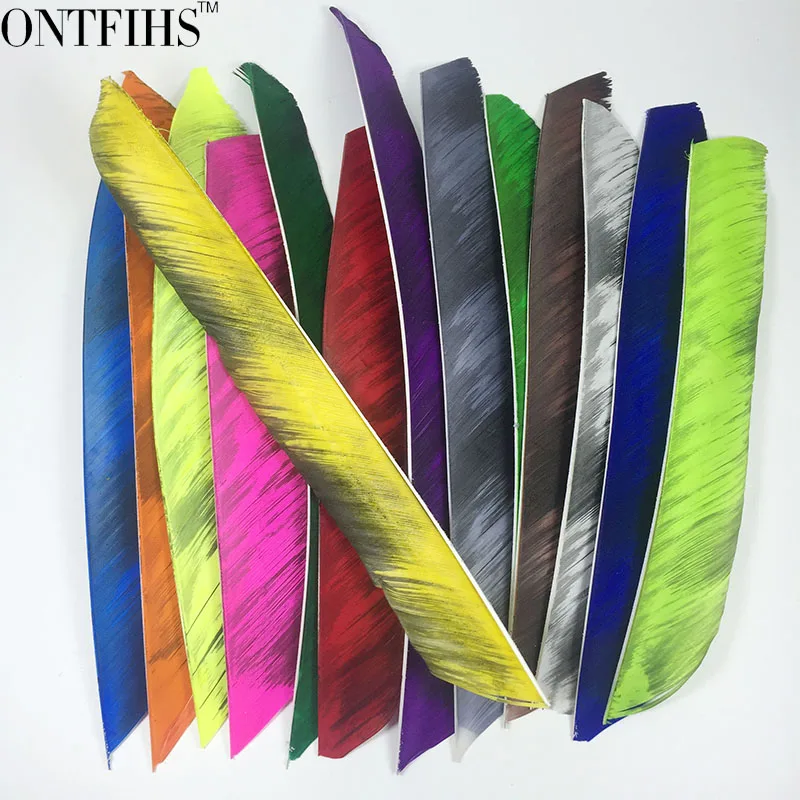 

ONTFIHS Archery Multicolor Fletching Two-Sided Mixed Color RW Full Length Turkey Feather Fletches DIY - 200PCS