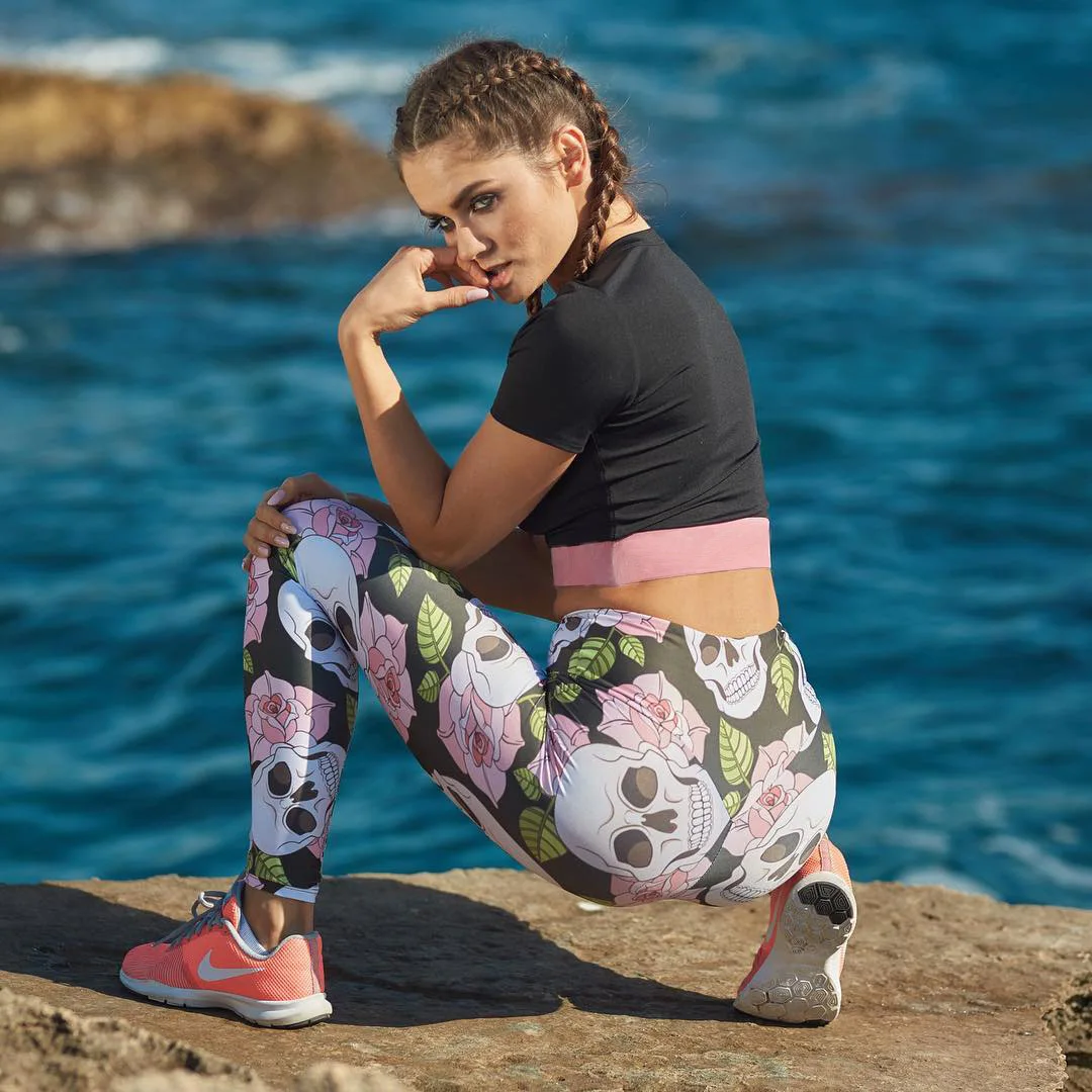 Mexican Skull Sexy Training Women's Sports Yoga Pants Leggings Elastic