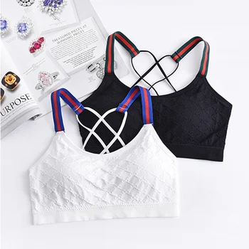 

Liva girl Seamless Bras Wire Free Cross Ribbon Stripe Beauty Back Wrapped Chest Fitness Underwear Fashion Female Tube Top
