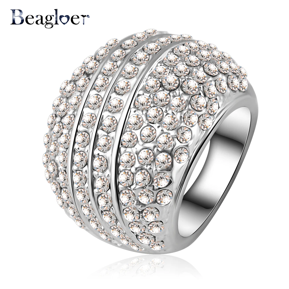 

Beagloer Wholesale Unique Triple Lines Engagement Rings Crystals Punk Jewelry Ri-HQ0164