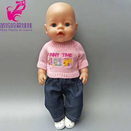 

Doll sweater and jeans cloth set for 18 inch 45cm girl doll clothes fit for 43CM baby doll outfit