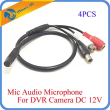 4Pcs High Sensitive Audio Pick Up CCTV Microphone Wide Range Camera Mic Audio Mini Microphone With DC 12V for CCTV Security DVR