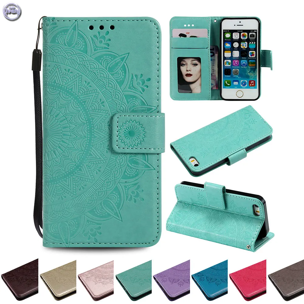 Wallet Case For Apple IPhone SE S E ES Flip Silicon TPU Mobile Phone IPhoneSE Soft Leather Cover Printing bag | Мобильные телефоны