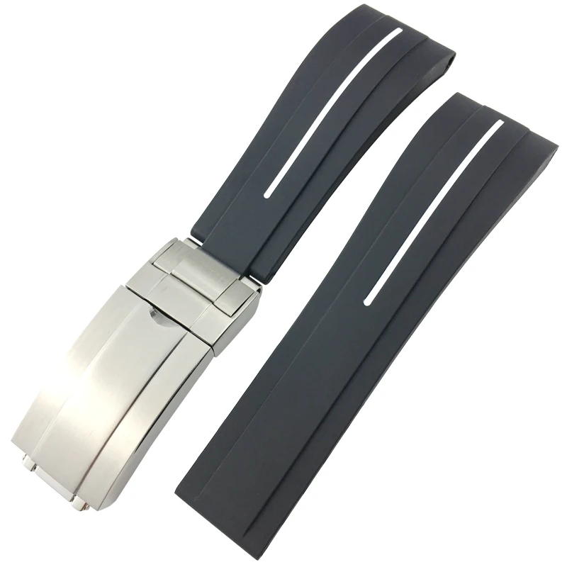 20mm 21mm Black Nature Silicone Rubber Watchband Watch Strap for Role Strap Daytona Submariner GMT OYSTERFLEX Watch Bracelet