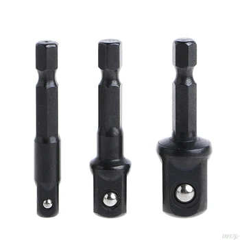 

3 Pcs Socket Adapter Set Hex Shank to 1/4 3/8 1/2 Inch Impact Driver Drill Bits Hand Tools X7YD New Drop ship
