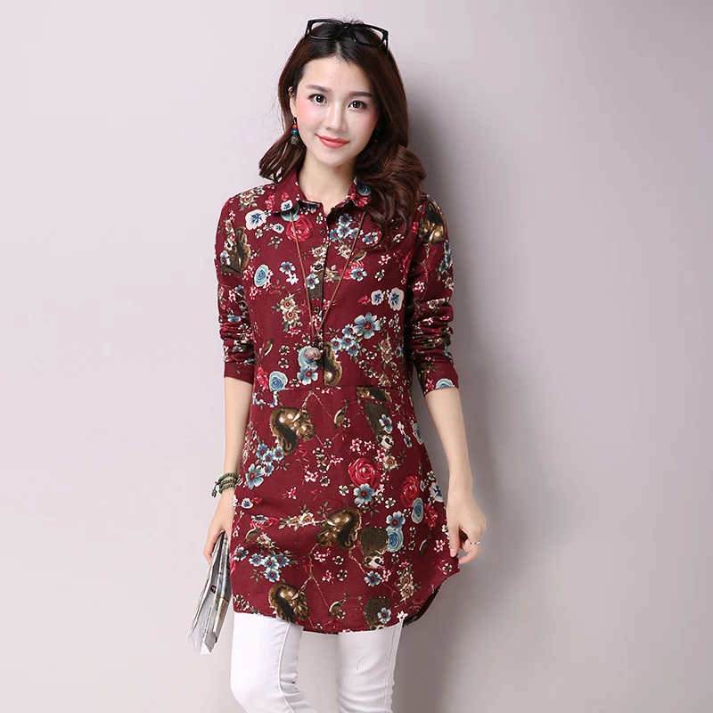 Women Blouses Turn Down Collar Floral Print Blouse Long Sleeve Shirt blusas Femininas vintage casual women Tops Summer DM276 Women Blouses Turn Down Collar Floral Print Blouse Long Sleeve Shirt blusas Femininas vintage casual women Tops Summer DM276