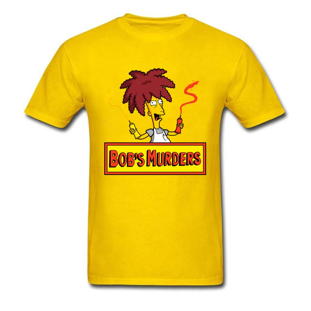 Coupons bob s murders 8869 Normal T Shirts O-Neck All Cotton Men Tops Shirts Short Sleeve Thanksgiving Day Normal Clothing Shirt bob s murders 8869 yellow