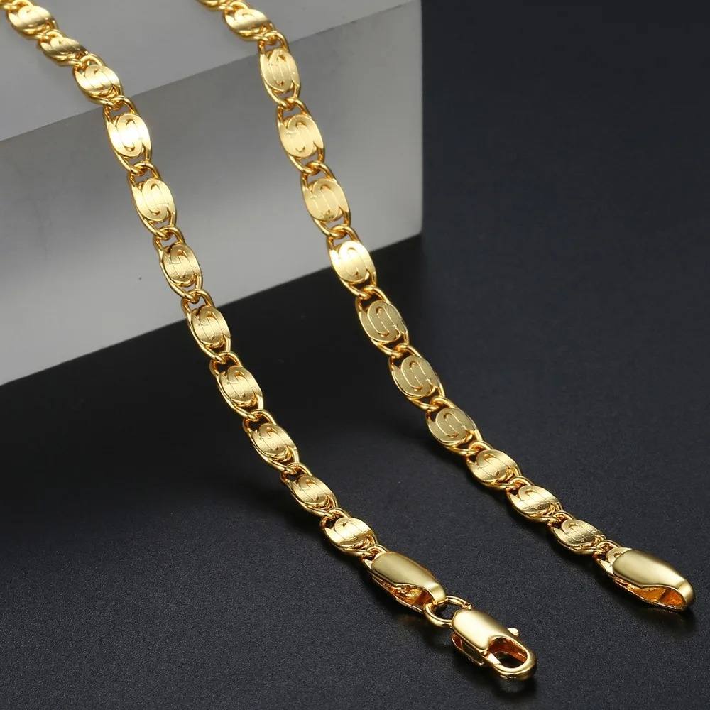 Trendsmax, золотое ожерелье для женщин и девушек, цепочка, ожерелье для мужчин и женщин,, ювелирные изделия, горячие подарки на день Святого Валентина, 4 мм, 18-28 дюймов, GN418