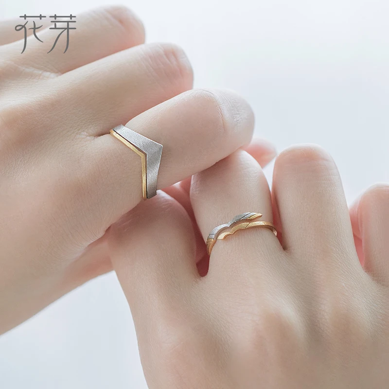 Najtaniej Thaya streszczenie Lovebirds Design s925 srebro obrączki złoty rysunek pierścień dla kobiet elegancka para miłośnik biżuterii prezent