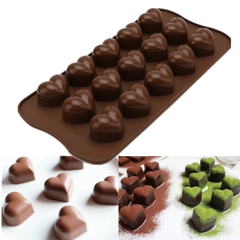 15 Cup Loving Heart Shape Silicone Chocolate Mold Ice Candy Pudding