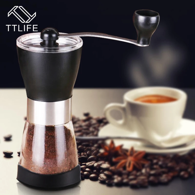 TTLIFE Mini Portable Stainless Steel Washable Manual Coffee Grinder Ceramic Core Home Handhold Coffee Grinder