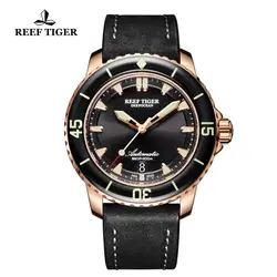 2019 Новый Риф Тигр/RT погружения спортивные часы с хронографом Дата черный кожаный ремешок Супер Светящиеся Часы для Для мужчин RGA3035-PBBC