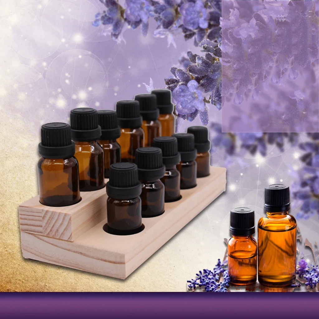 2Set Solid Wood Single Tier Aromatherapy Perfume Essential Oil Display Stand Storage Organizer Rack Holder for 5ml -15ml Bottles