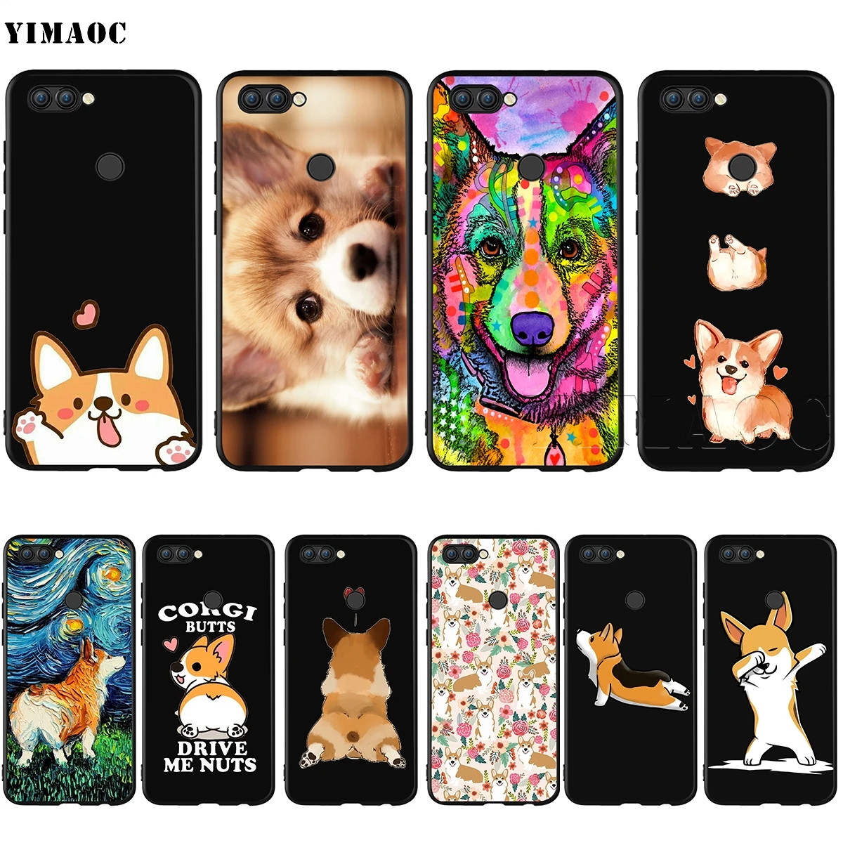 

YIMAOC Cute Corgi Dog Case for Huawei Mate 30 20 Honor Y7 7a 7c 8c 8x 9 10 Nova 3i 3 Lite Pro Y6 2018 P30 P smart