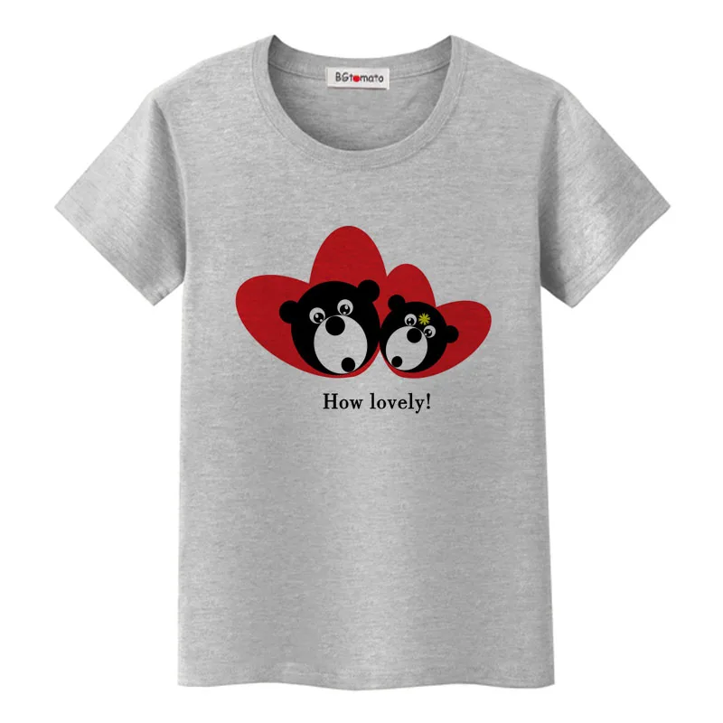BGtomato Пара Одежда Милая футболка для женщин милые медведи летний топ kawaii Графические футболки футболка "Влюбленные", классные Топы Haut Femme