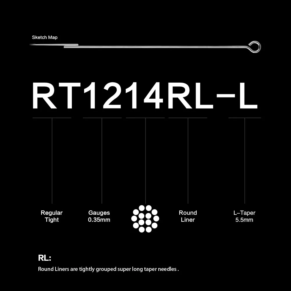 Solong Иглы для татуировки 50 шт одноразовые из нержавеющей стали для лайнера татуировки Поставки TN03-RL - Габаритные размеры: 9RS