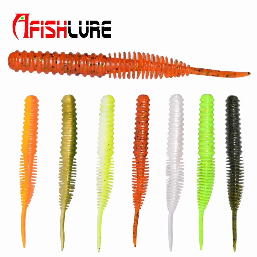 Soft Lure 100mm 4.5g Plastic Maggot Fishing Bait Esfishing Worms Bass Fishing Lure Artificial Bait Wacky Fishing 5pcslot