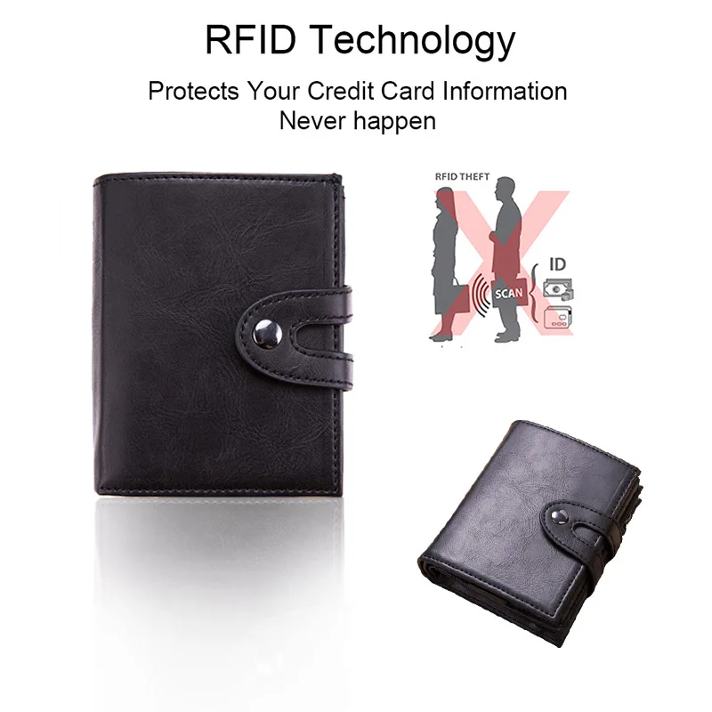 DIENQI с защитой от RFID, для карт держатель Мужской винтажный бизнес Смарт кошелек банковских и идентификационных кредитных карт Карманный чехол Защита Nederland