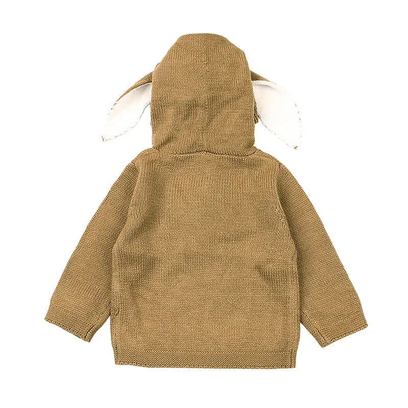 Новорожденный малыш Свитер для девочек пальто Вязание топ с капюшоном для маленьких девочек вязаная одежда с длинными рукавами