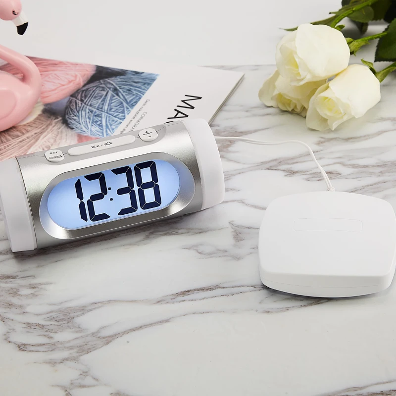  LCD Electronic Clock Vibration Alarm Sound Adjustable Strobe Light Prompt Alarm Clocks Digital Watc