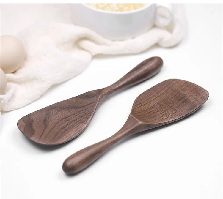 Черный грецкий орех рисовая ложка в японском стиле деревянный антипригарный рисовая ложка экологически чистые натуральные деревянные кухонные инструменты для приготовления инструменты
