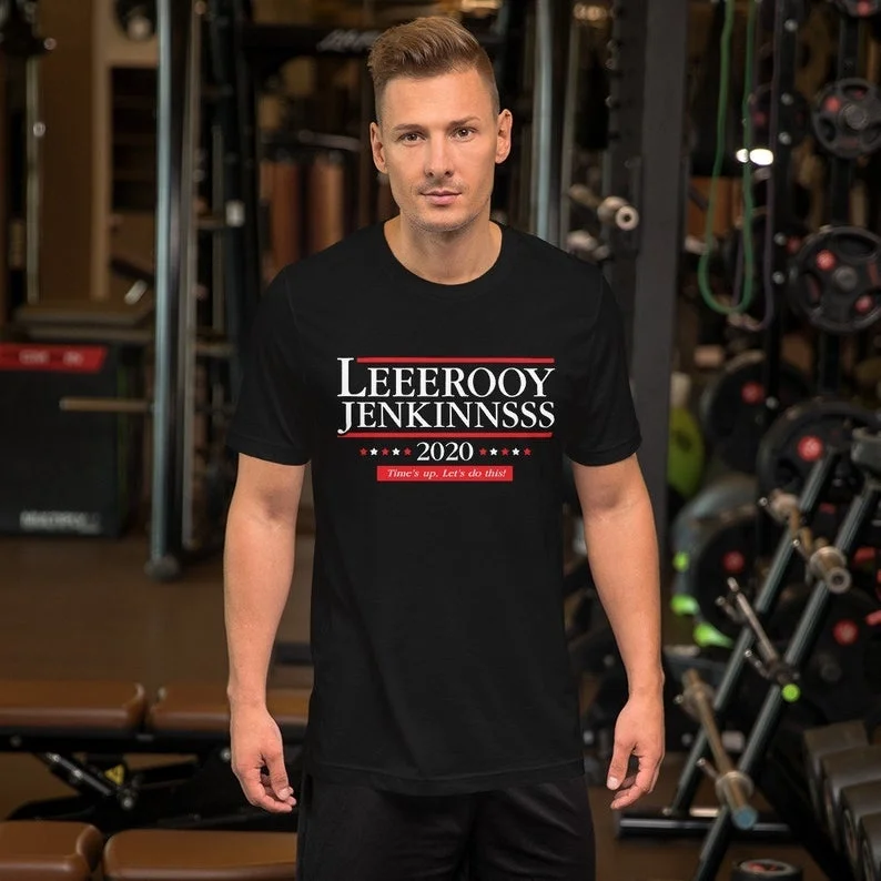 

HAHAYULE-JBH Funny Online Gaming Gag Leroy Jenkins Lets Do This! 2020 Presidential Parody Election Short-Sleeve Unisex T-Shirt