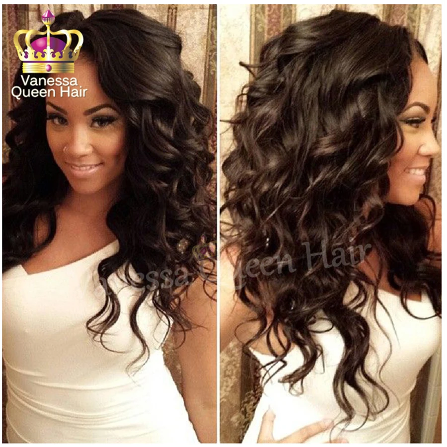 

2017 fashion body wavy Brazilian hair synthetic Lace front wigs natrual color for black women in stock free shipping