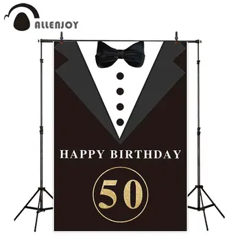 

Allenjoy photography backdrop 50 birthday gentleman solemn Tie noble success prop Father's day fabric photocall photobooth