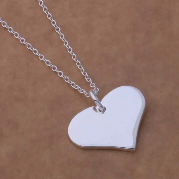 

SIlver Jewelry Necklace 2016 Fashion Unique Design Heart Pendant Chain Necklace 925 Sterling Silver For Women Men AN686