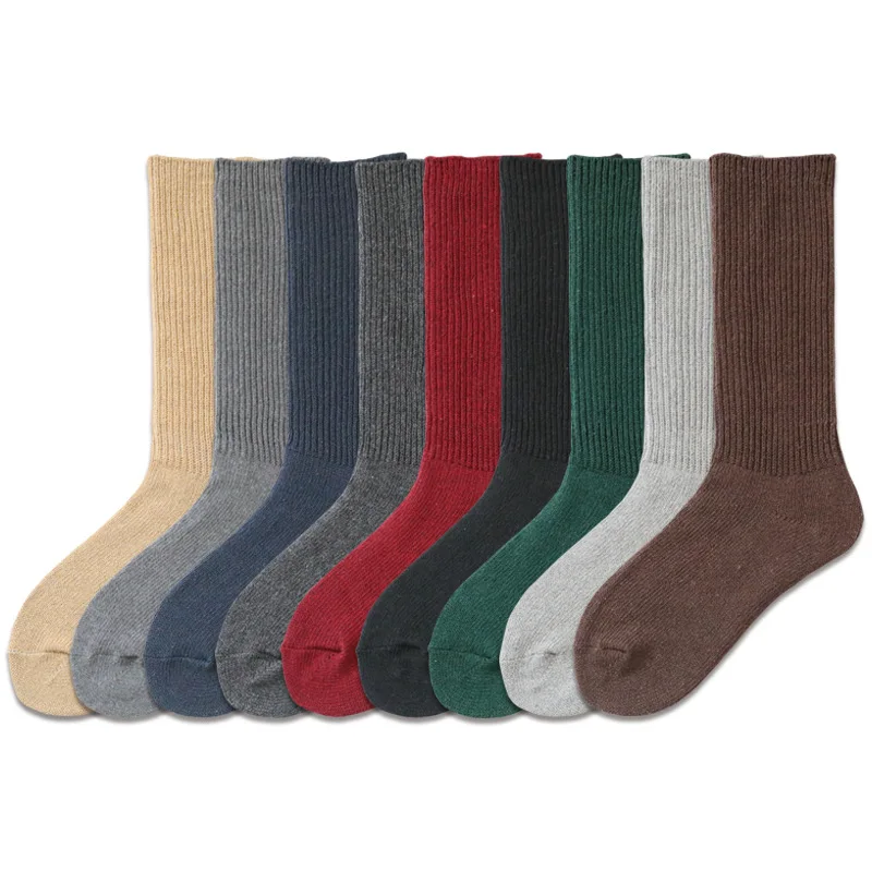 CHAOZHU Autumn Winter Thicken Women Blending Warm High Boot Loose Socks Lady Fashion Basic 9 Colors Daily Woolen Socks