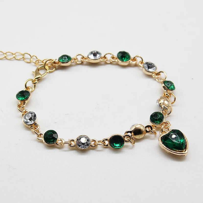 

2019 New Fashion Green Cubic Zirconia Crystal Charms Bracelets Female Bijoux Femme Pulseira Bracelet For Women Jewelry Wholesale