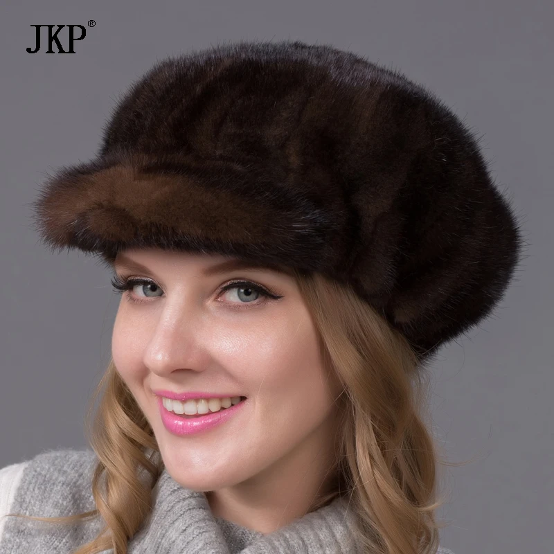 Новое поступление, милые норковые меховые шапки, настоящая норковая меховая шапка для зимы, женская модная русская меховая шапка, теплые коричневые меховые шапки, PDX-01